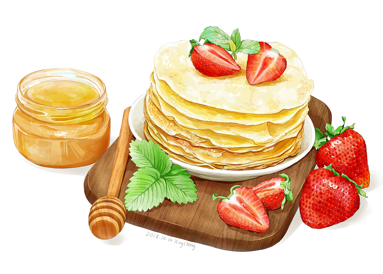 食物绘画(蛋糕上的草莓~)