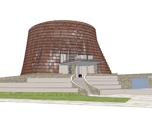 现代博物馆SU模型下载