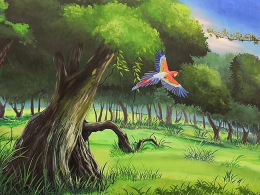 森林公園墻體彩繪（個(gè)人主頁(yè)-ZNDQwNTEzMDA=） - 繪畫(huà) - 站酷設(shè)計(jì)師奮發(fā)涂墻光復(fù)原創(chuàng)素材 - 站酷ZCOOL