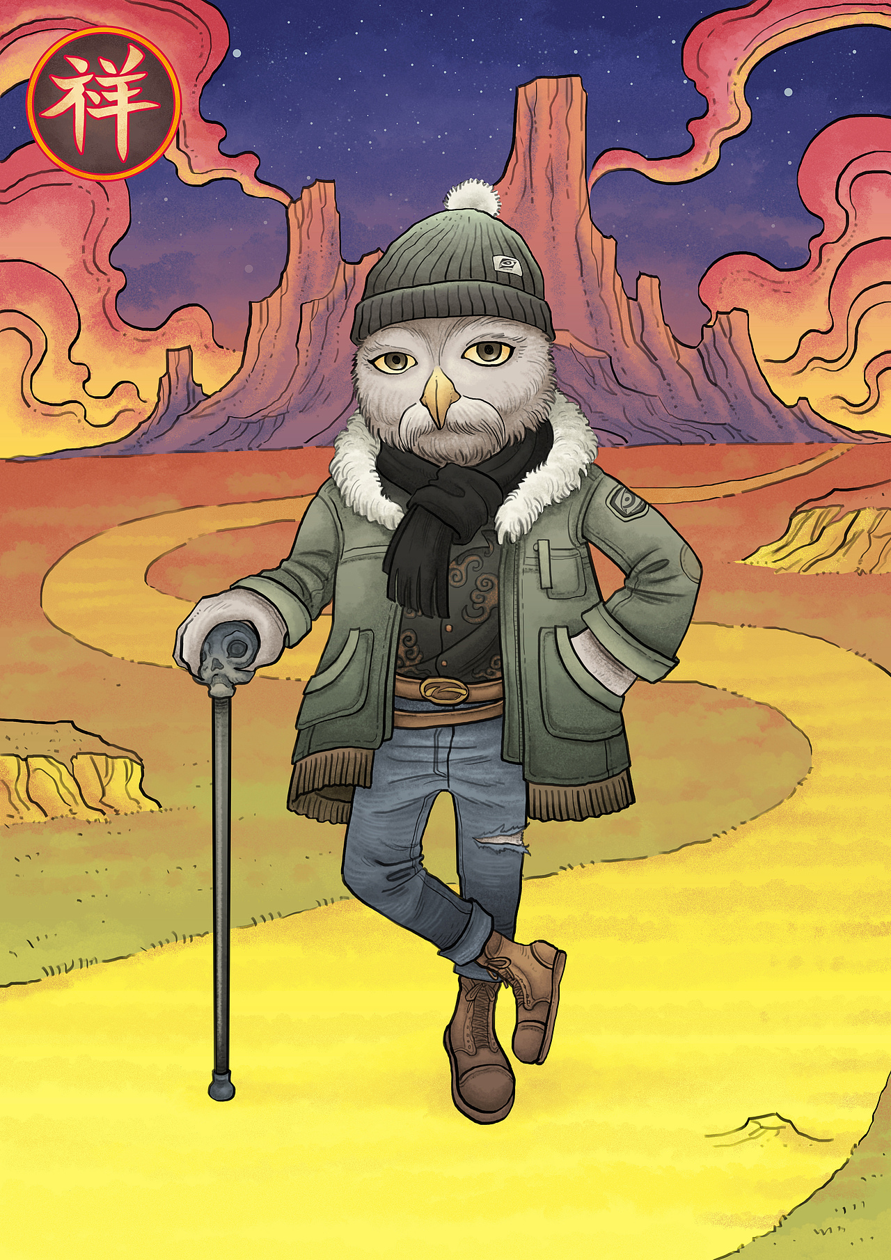 猫头鹰形象插画系列