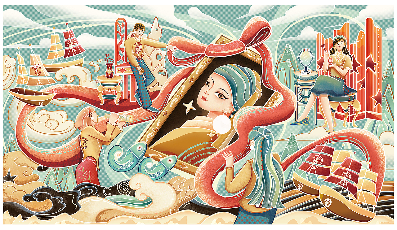 戴珍珠耳环的少女（图ZMzIyOTI3Nzcy） - 商业插画 - 站酷设计师小型麻花原创素材 - 站酷ZCOOL