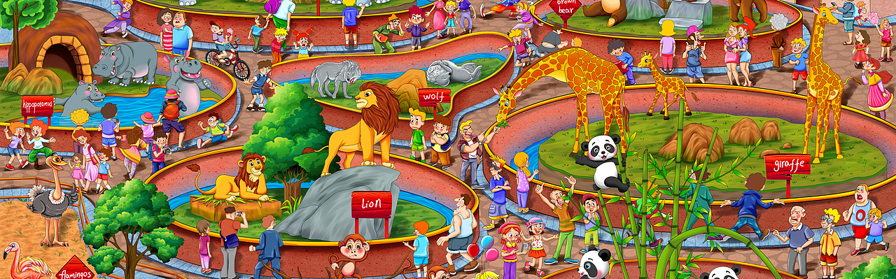 卡通版动物园（图ZMjU1NTg1OTg4） - 商业插画 - 站酷设计师古西彦原创素材 - 站酷ZCOOL