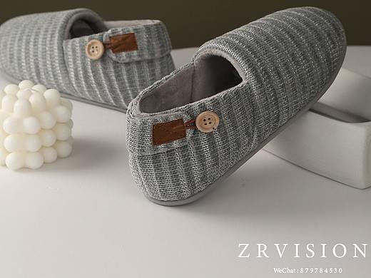 拖鞋油画风创意拍摄硬光莫兰迪色系棉麻拖鞋