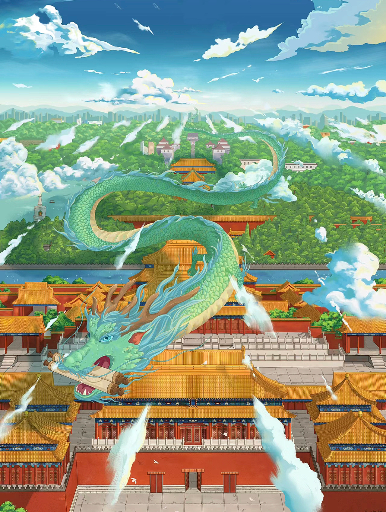 国潮风插画设计-故宫