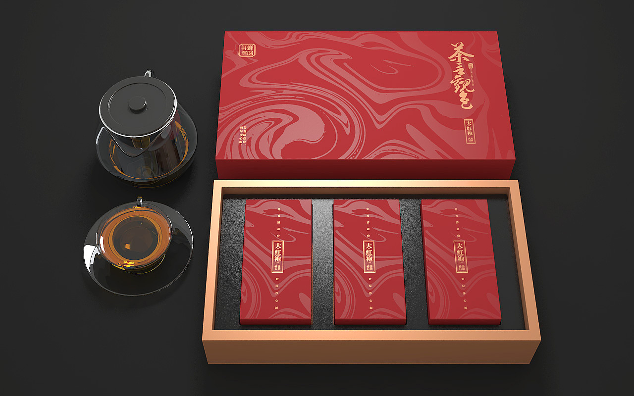 【茶叶礼盒】红色古风系列茶叶礼盒包装设计制作 书型盒 硬纸板精裱盒-汇包装