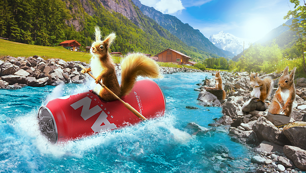 饮料海报场景合成材质水水花光影合成