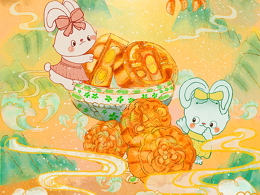 《中秋快乐》（个人主页-ZNzAzMzgzMjA=） - 商业插画 - 站酷设计师漫漫子麒原创素材 - 站酷ZCOOL