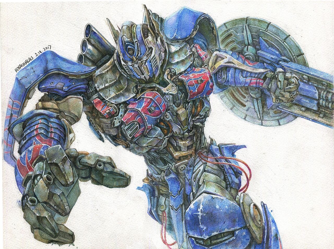 optimus prime《变形金刚5》水彩&彩铅