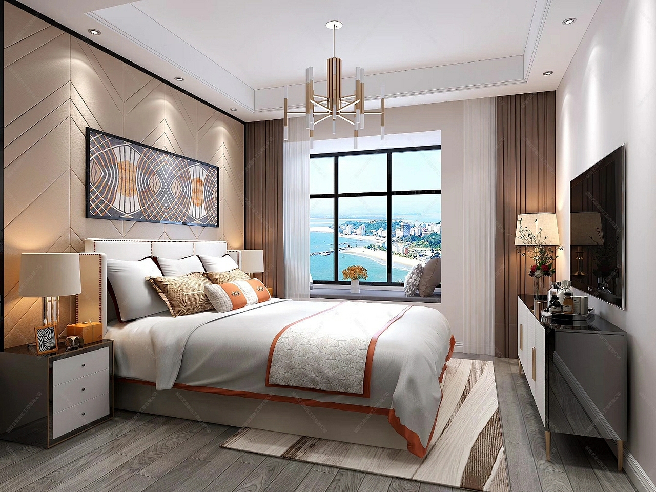 现代客厅餐厅主卧书房阳台