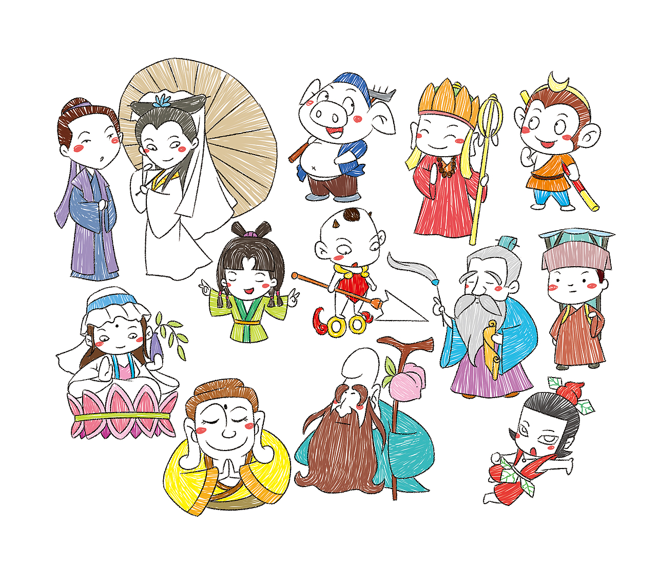 简笔画手杖人物卡通插画简洁