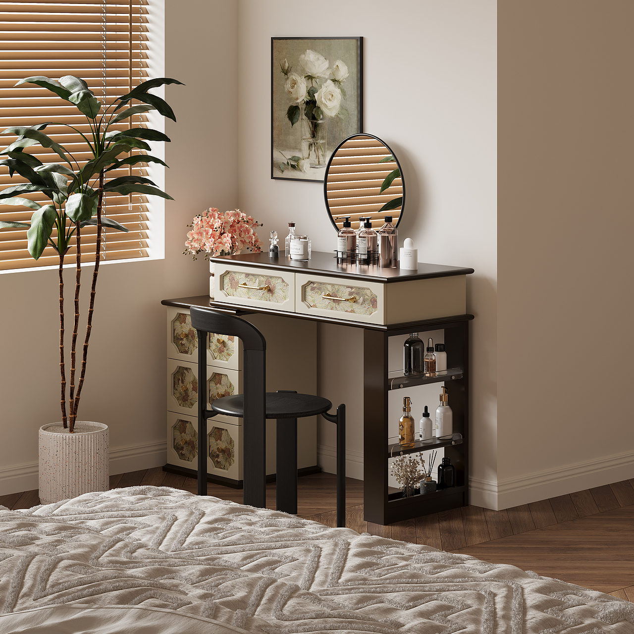 复古印花梳妆台