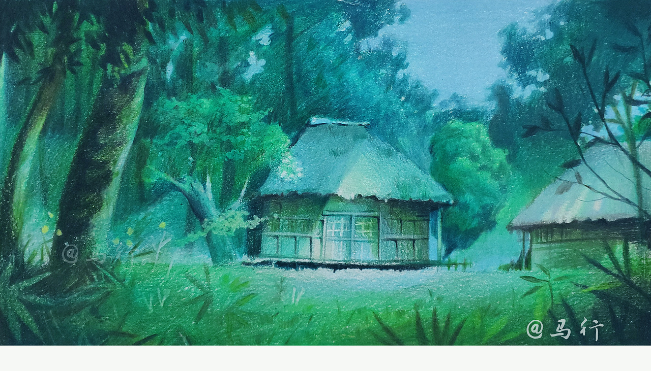 彩铅临宫老场景,彩铅风景