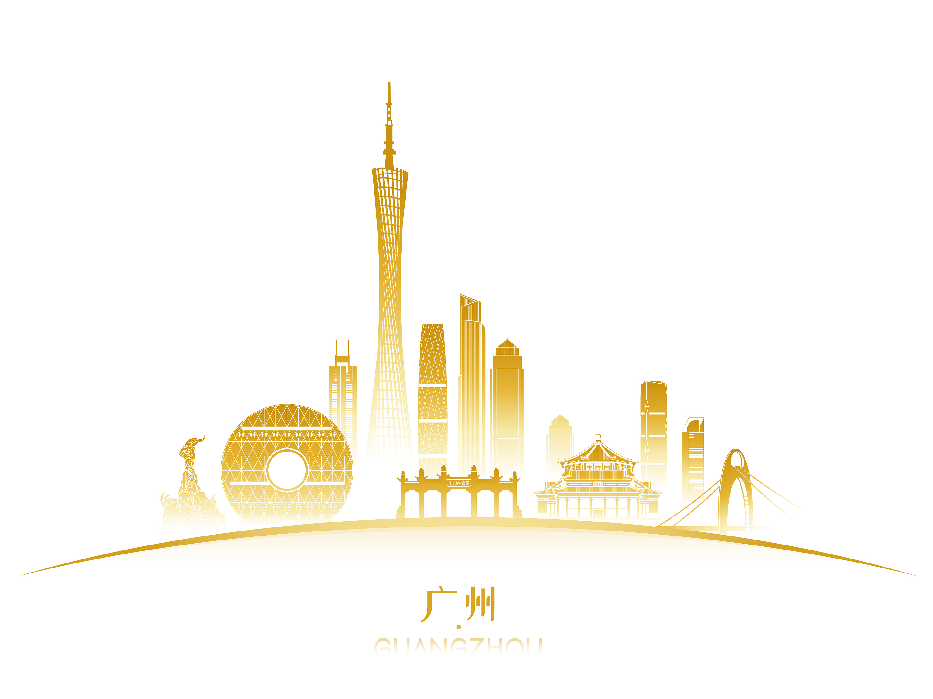 广州天际线矢量插画
