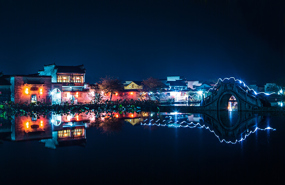 宏村夜景图片图片