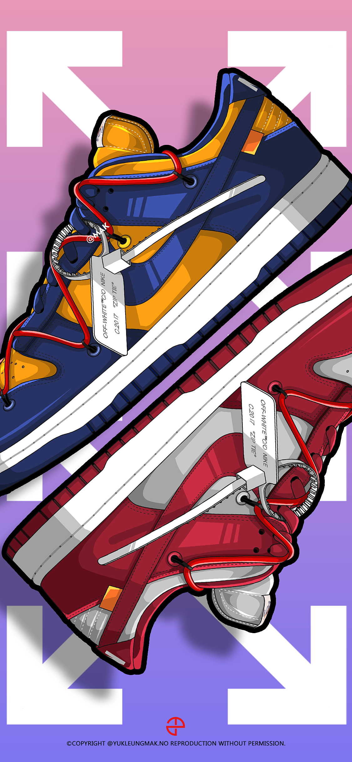 OFF-WHITE X NIKE DUNK SB LOW三色插画