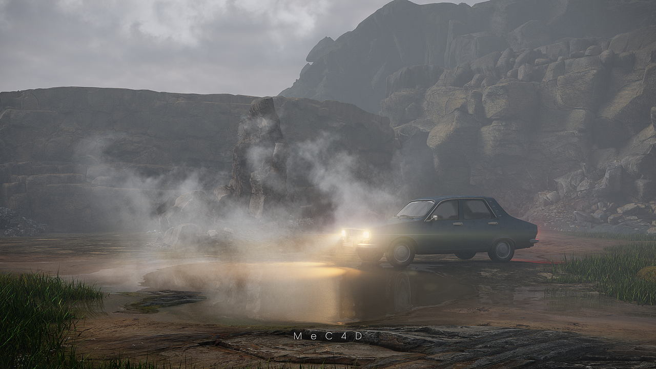 几张CINEMA 4D风景CG练习——《采石场》（图ZMjAzMzc1NzQ0） - 场景 - 站酷设计师MeC4D原创素材 - 站酷ZCOOL