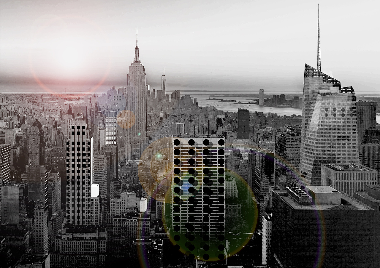 拼贴海报-光晕中的城市(the city under the light)