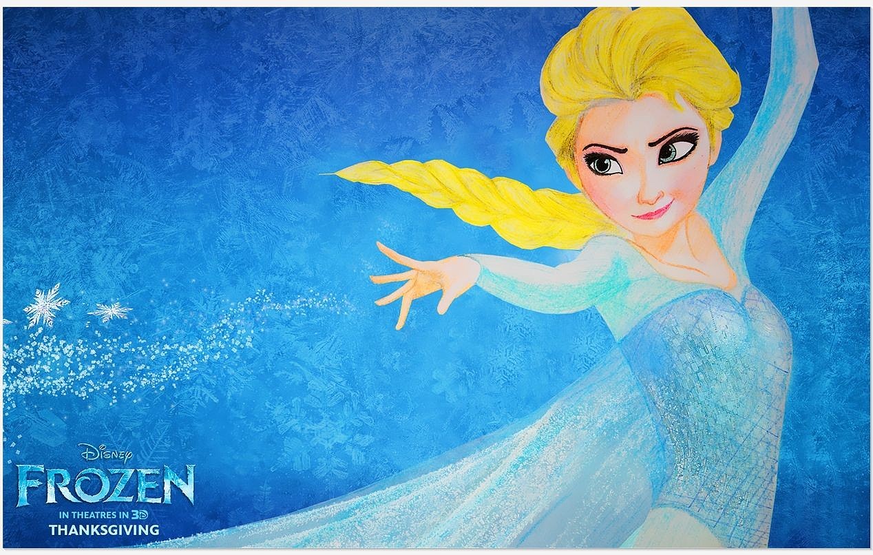 冰雪奇缘"彩铅手绘 电脑后期合成背景