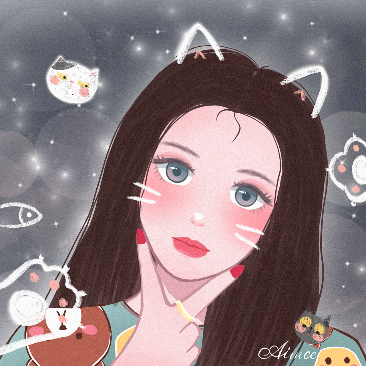 新年第一套少女头像九宫格