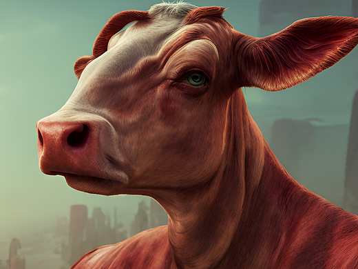 #站酷梦笔#奶牛,超现实主义,赛博朋克,