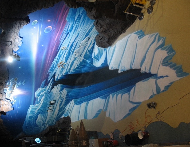 海洋馆冰川主题墙绘3d画