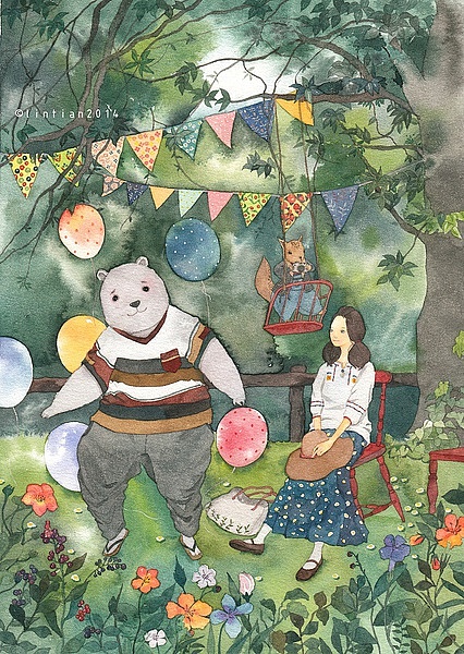 原创水彩插画【遇见你】（图ZMTY1NzUyODQ=） - 商业插画 - 站酷设计师林田lisa原创素材 - 站酷ZCOOL