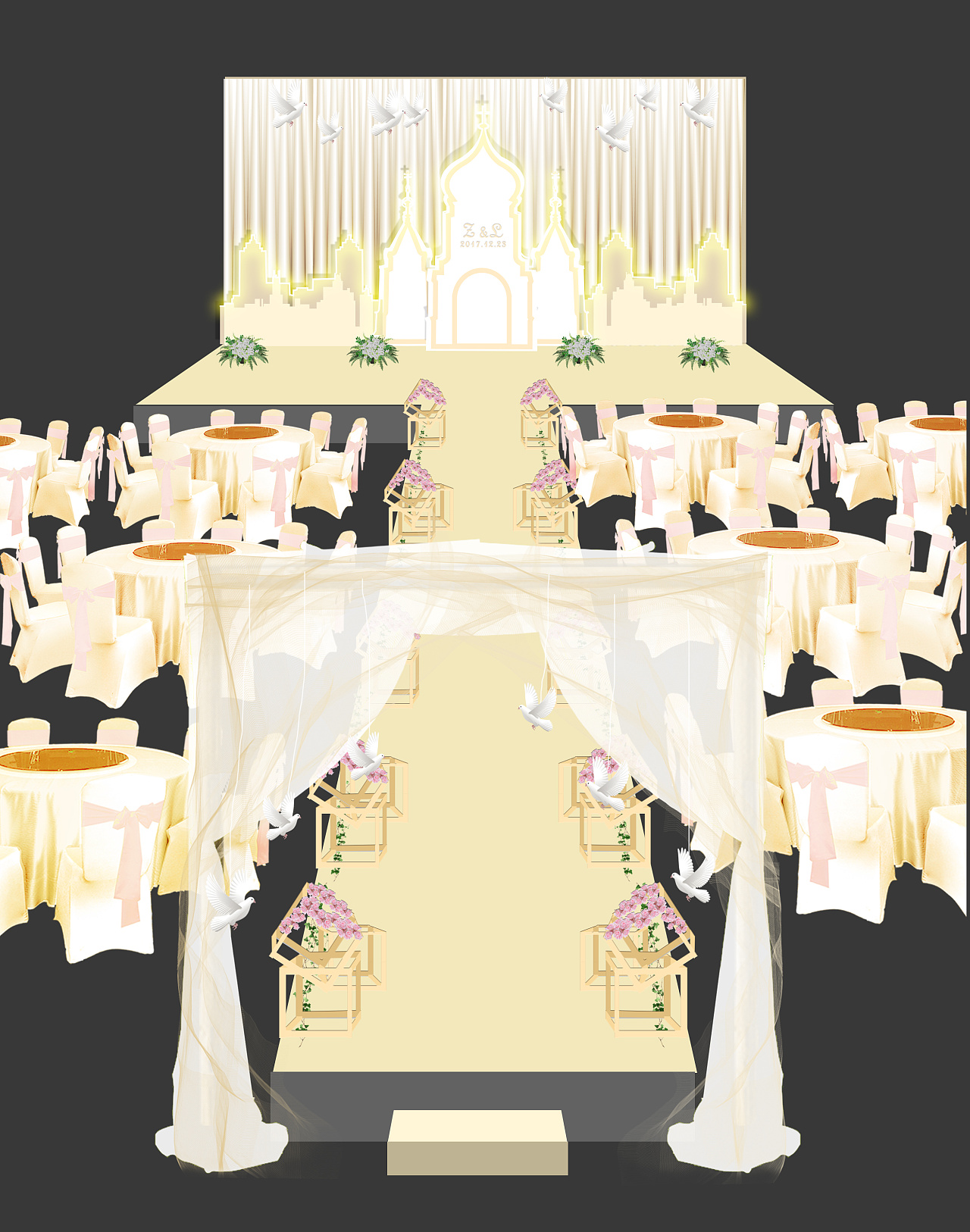 3d婚礼效果图|空间|舞台美术|与木空间设计 - 原创作品 - 站酷 (ZCOOL)
