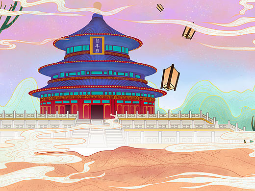 祈年殿（个人主页-ZNTU5MTA1Mjg=） - 商业插画 - 站酷设计师今天也搬砖原创素材 - 站酷ZCOOL