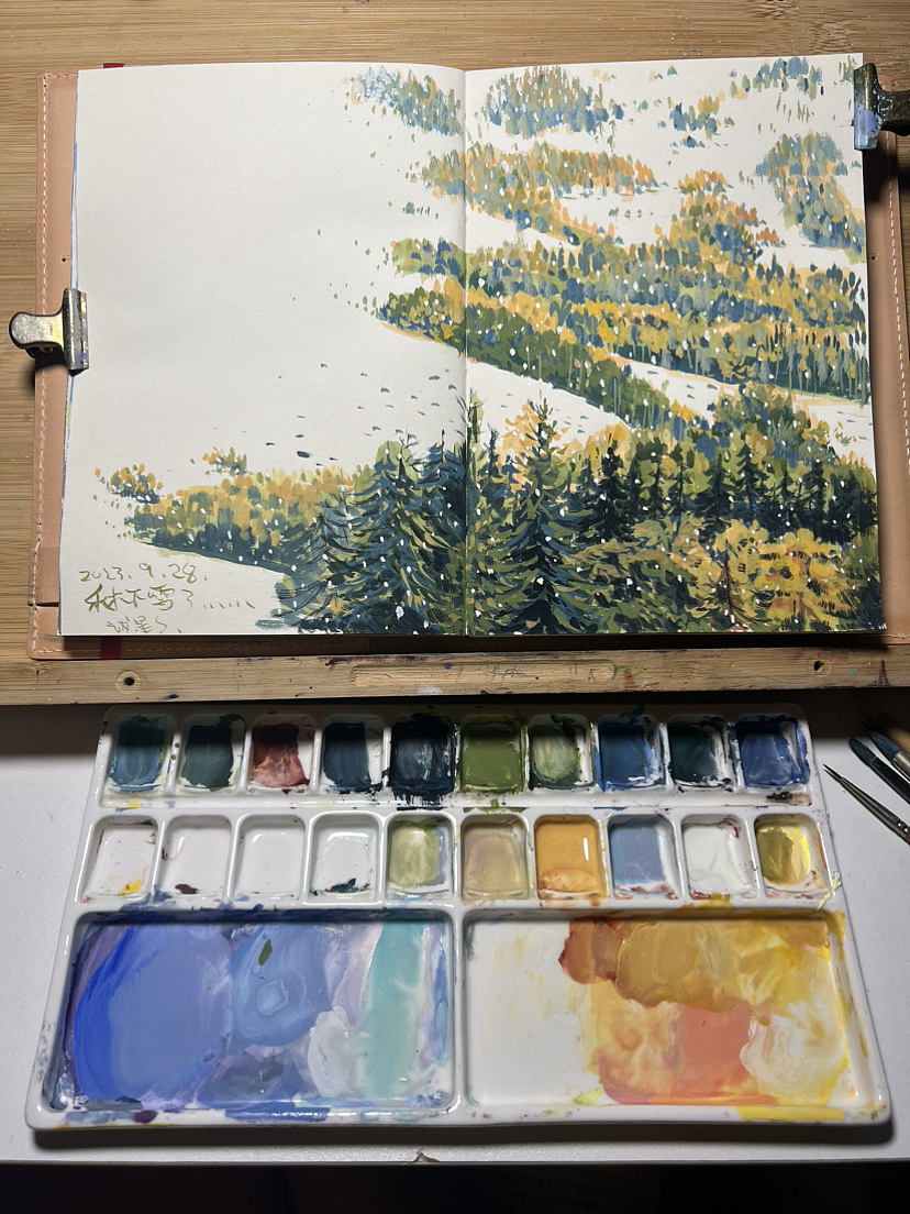 手绘 不透明水彩 日落 风景 水粉画（图ZMzUyNDkwNzAw） - 绘画 - 站酷设计师诚星s原创素材 - 站酷ZCOOL