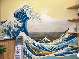 王者！實(shí)力臨摹神奈川沖浪里 廣州壁畫