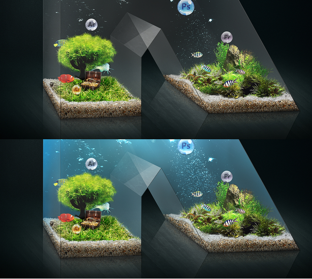 Aquarium-壁纸合成作品,献给大家,希望喜欢。(图ZMjY2NzIwODg=) - 海报 - 站酷设计师Dual_shadows原创素材 - 站酷ZCOOL