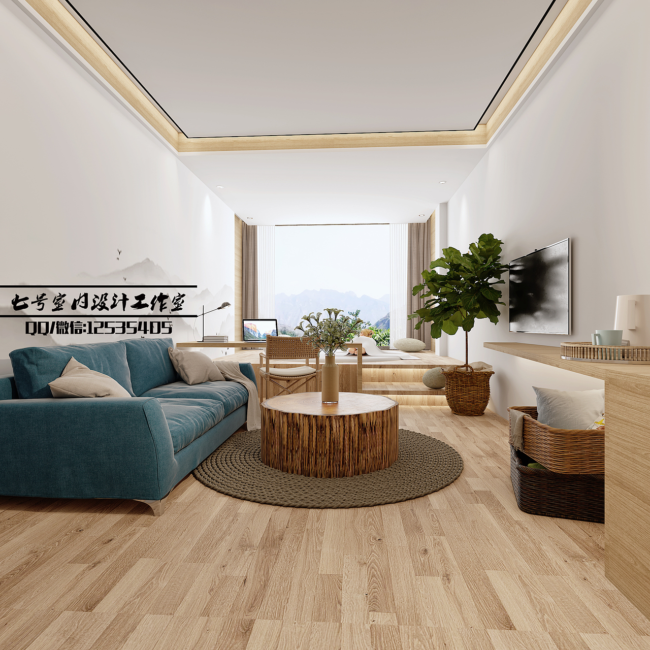 一整套简约型风格 民宿效果图 表现