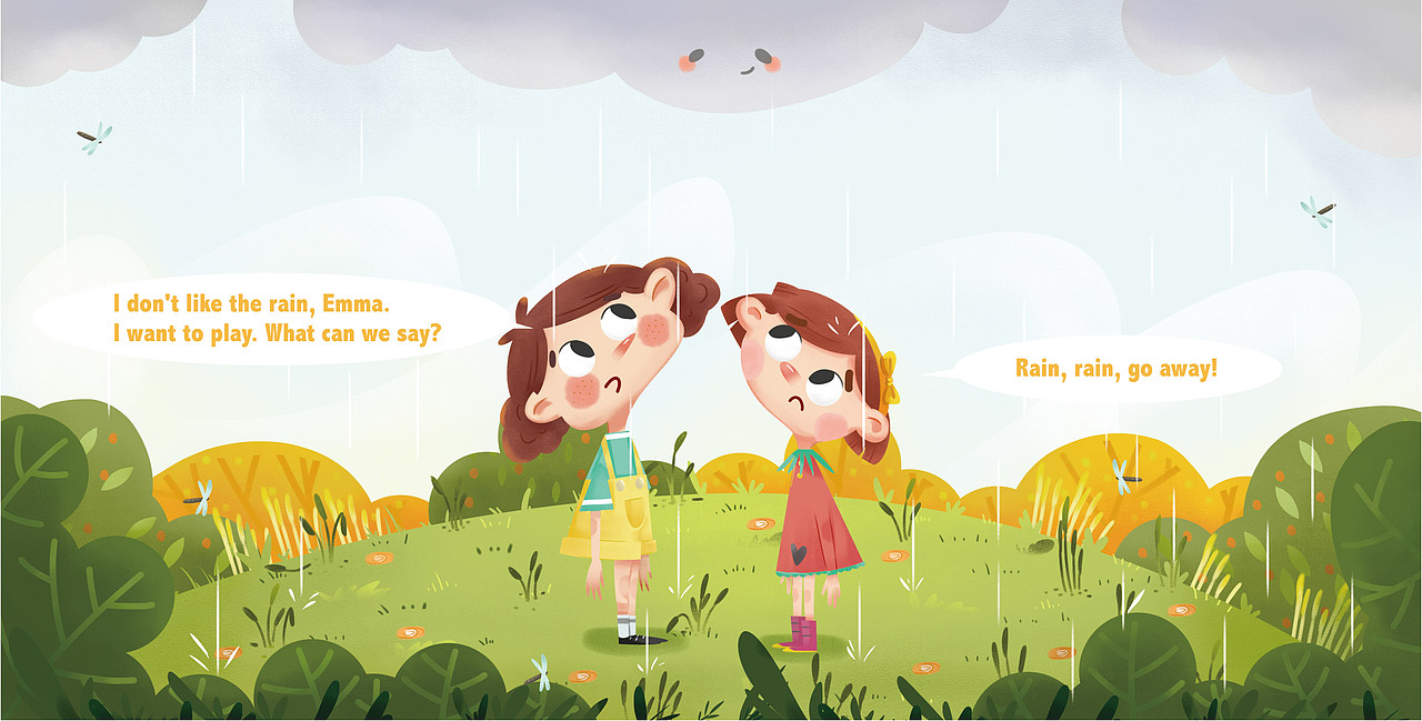 工作上的绘本图(三)~rain rain go away!