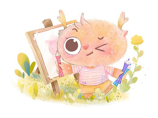 色粉儿童插画练习