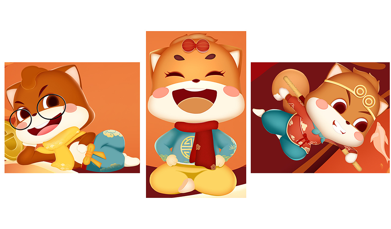 既然是三只松鼠,那所有的设计都会围绕ip来做,先看下三个小可爱吧店铺