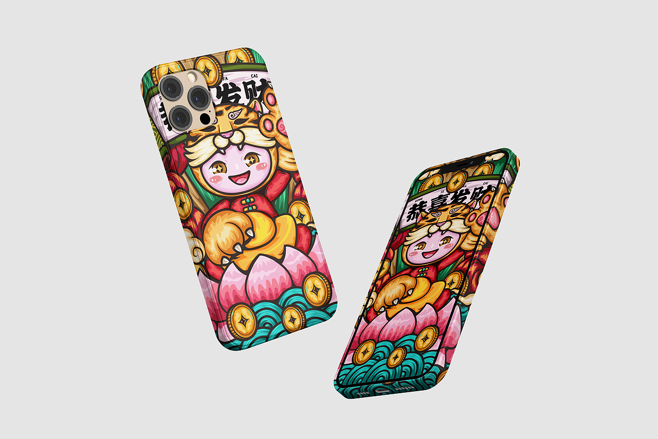 国潮招财虎插画