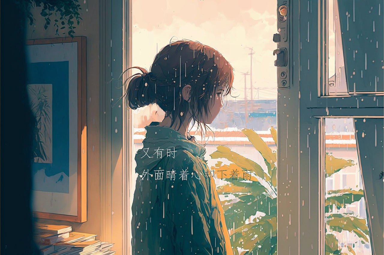窗外的雨（图ZMzI0ODgzODYw） - 艺术插画 - 站酷设计师飞鸟的绘画世界原创素材 - 站酷ZCOOL