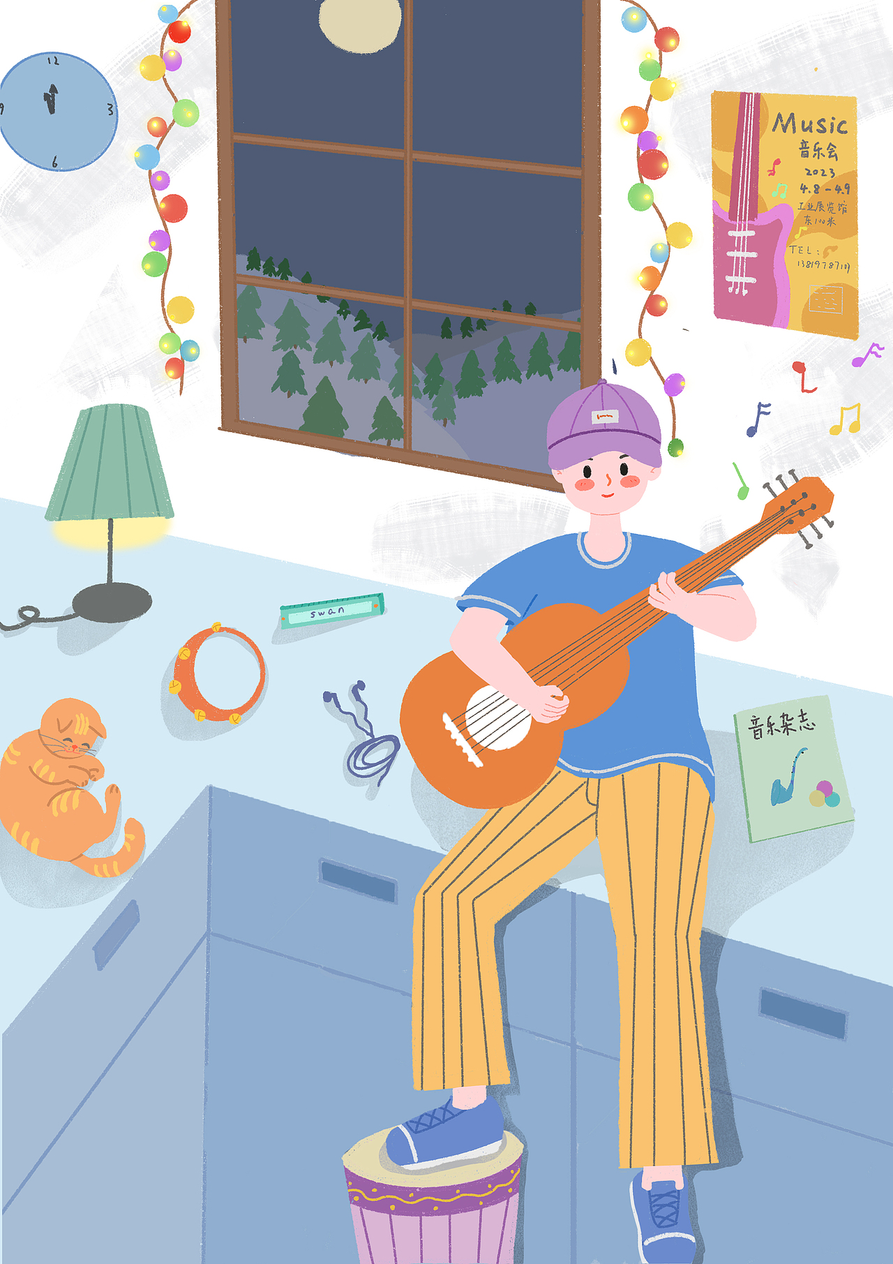扁平风吉他男孩（图ZMzM1NDAwNzgw） - 商业插画 - 站酷设计师插画三根面原创素材 - 站酷ZCOOL
