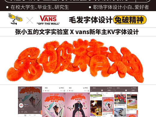 vans兔破精神 毛发质感字体设计