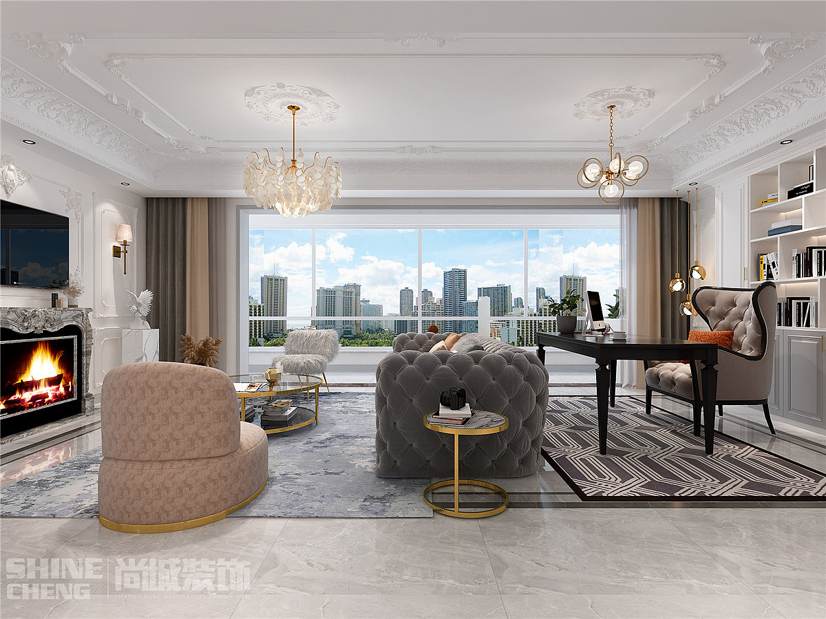 泰安颐和院子小区160m05法式轻奢风格装修设计效果图