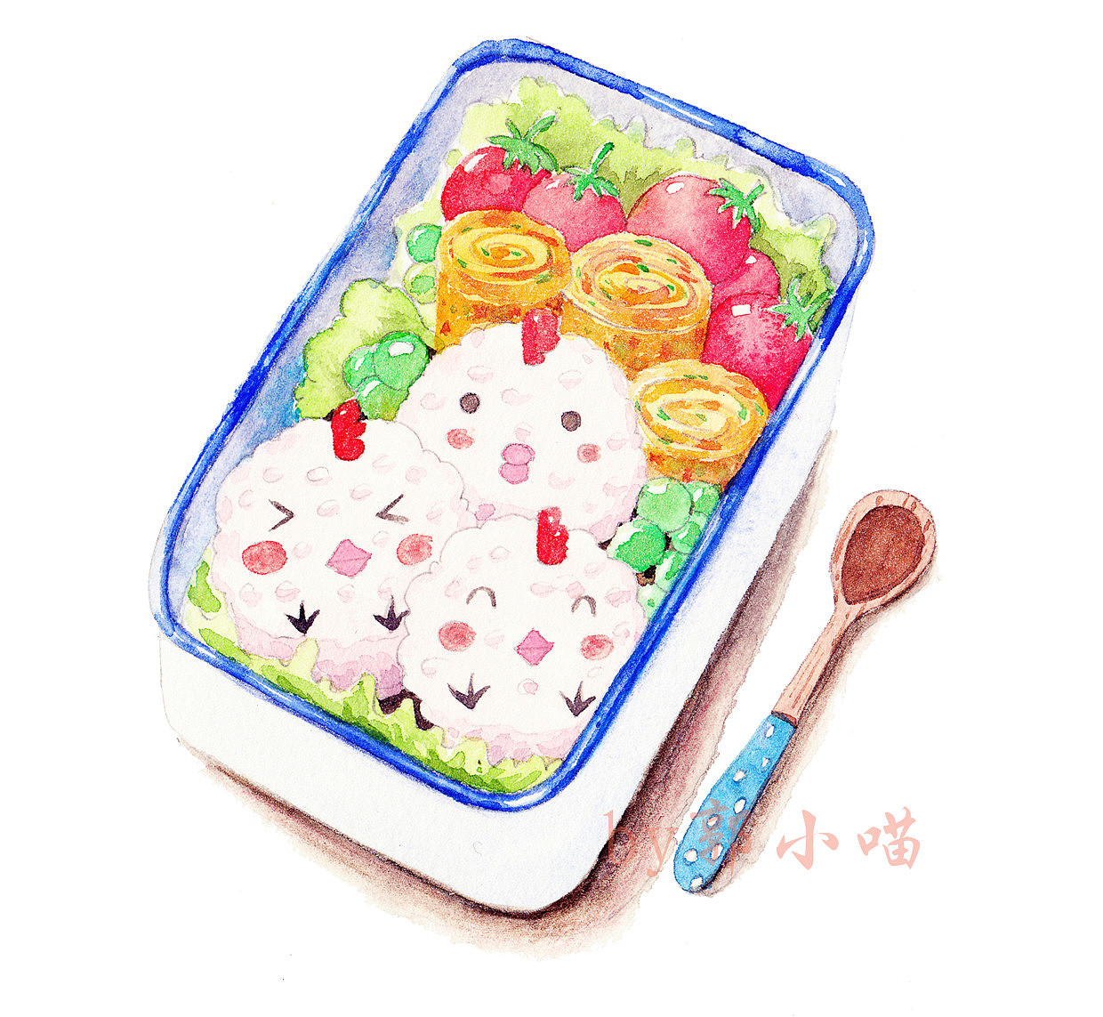 手绘水彩便当