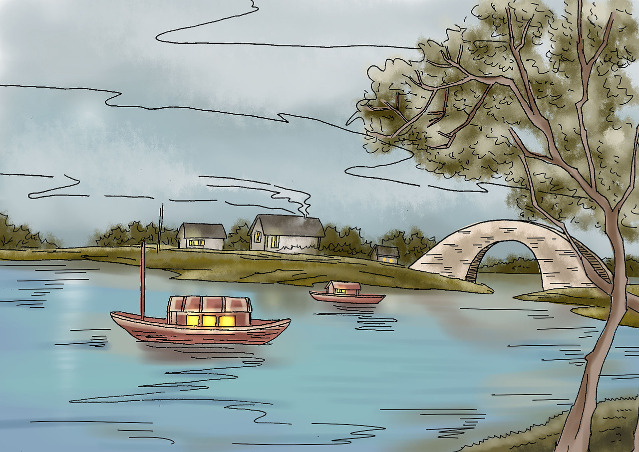 古诗插画（图ZNzY4MjMwMjQ=） - 商业插画 - 站酷设计师Koey位移原创素材 - 站酷ZCOOL