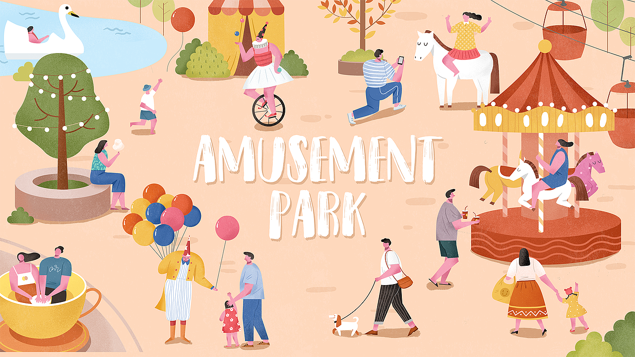 游乐场插画（图ZMTMzODU5MTcy） - 创作习作 - 站酷设计师妍小小原创素材 - 站酷ZCOOL