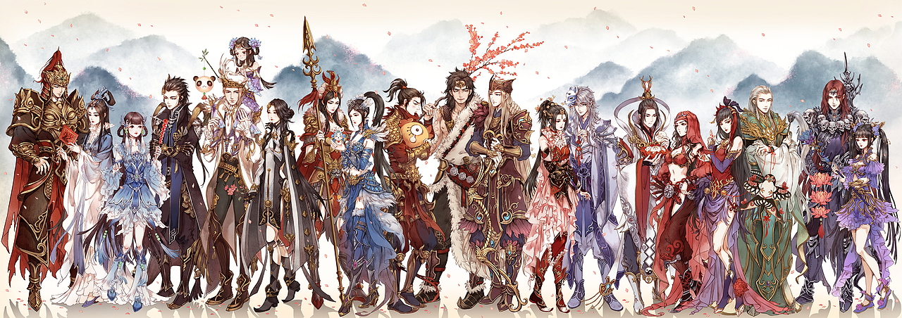 倩女幽魂六周年全家福（图ZNzczMzU3NDA=） - 商业插画 - 站酷设计师古戈力1原创素材 - 站酷ZCOOL