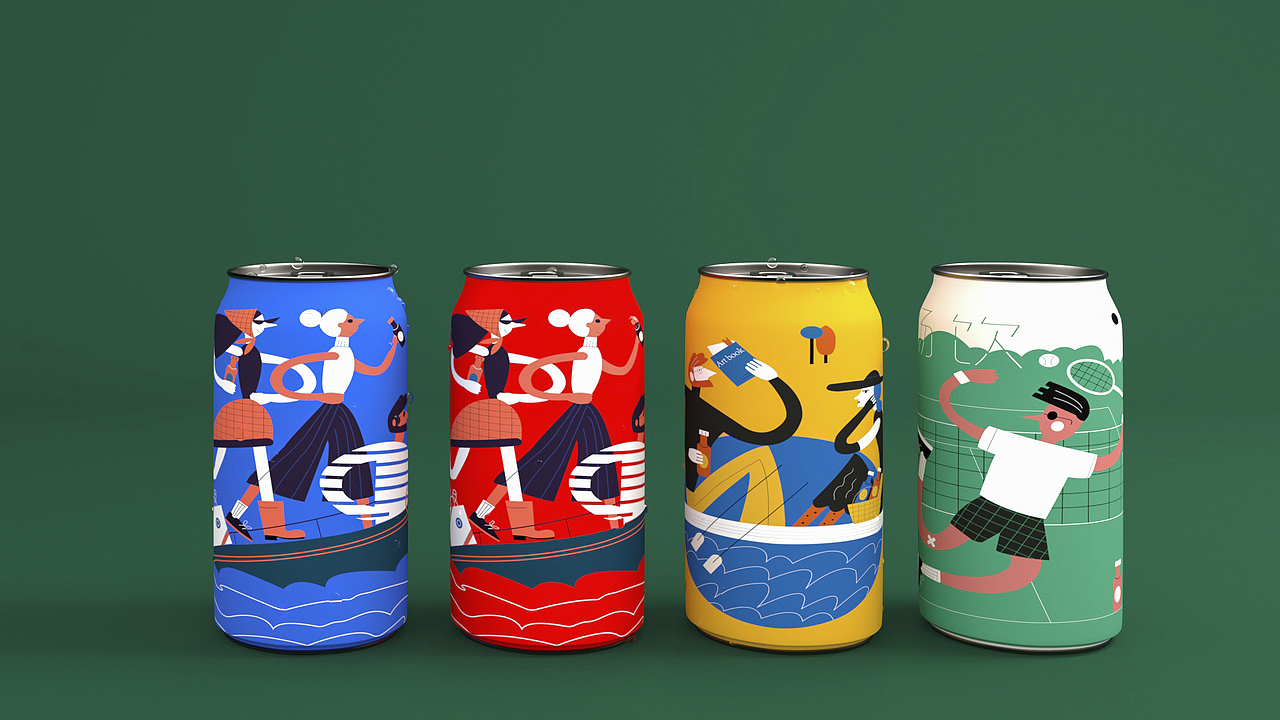 畅饮系列扁平化包装设计渲染