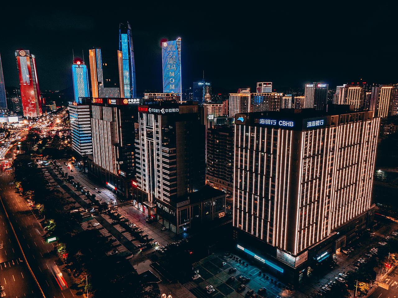 东莞南城夜间航拍