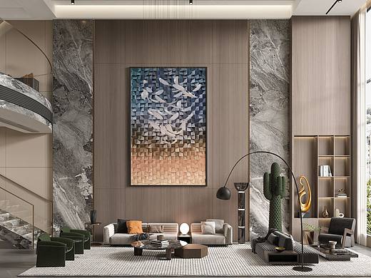 现代混搭新中式别墅一套