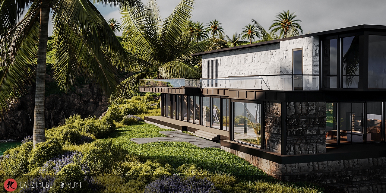 海岛别墅corona案例（biliibli：木一空间）（图ZMjUzMDQ4MDI0） - 建筑设计 - 站酷设计师来自于北原创素材 - 站酷ZCOOL