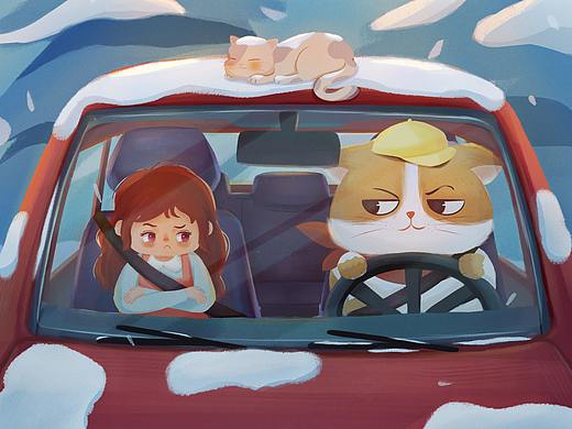 如果貓咪會開車（個人主頁-ZNDk2NDQ2ODA=） - 兒童插畫 - 站酷設(shè)計師鹿安與原創(chuàng)素材 - 站酷ZCOOL