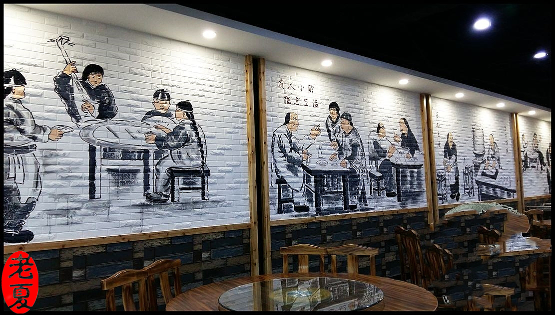 武汉室内手绘壁画,餐厅手绘墙画,室内客厅手绘壁画